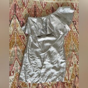 Banana Republic Gray Short Dress One Shoulder Silk Size 0